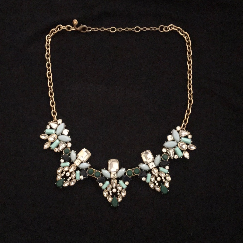 JCrew blue and gold statement necklace.